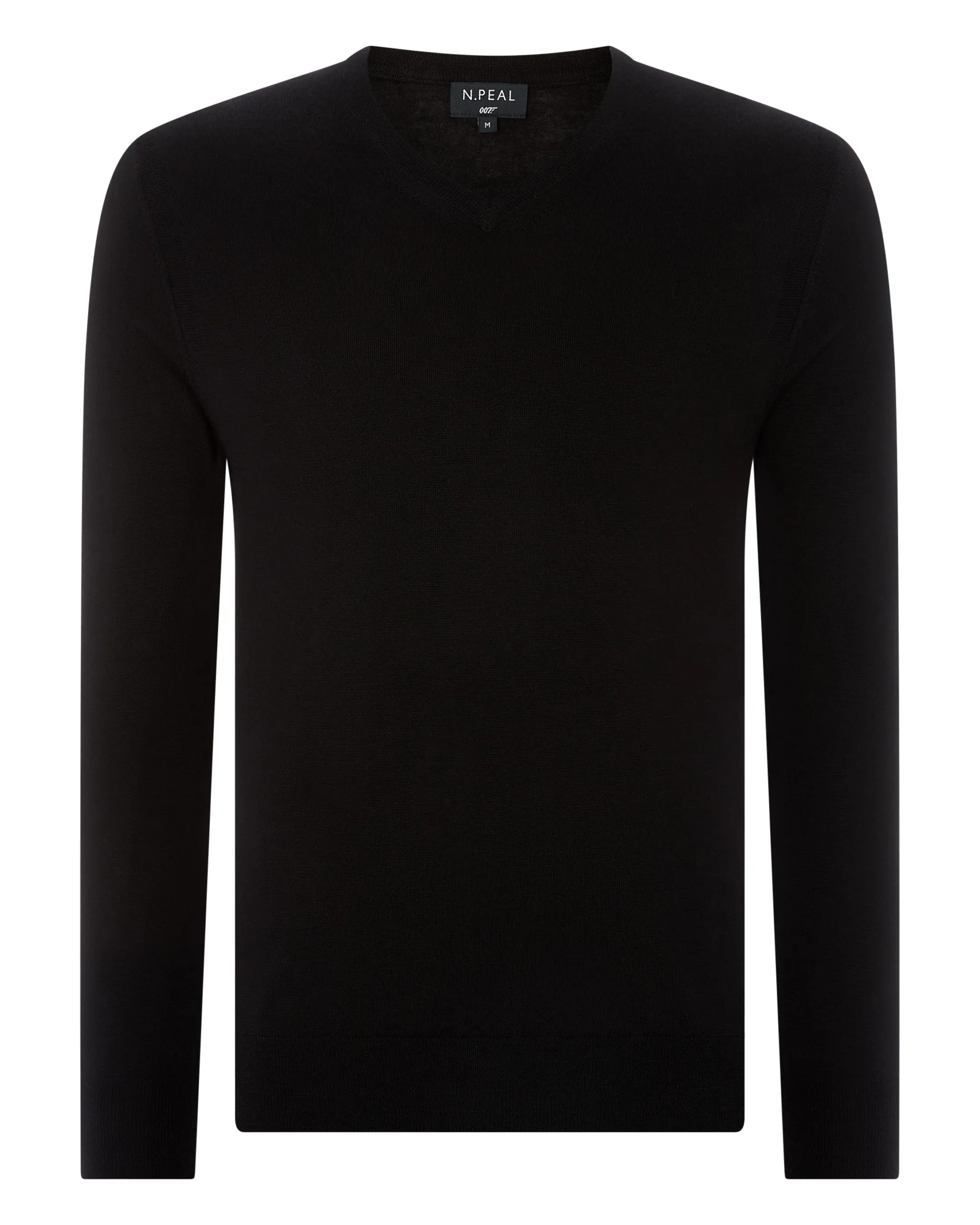 007 Fine Gauge Cashmere V Neck Jumper Black