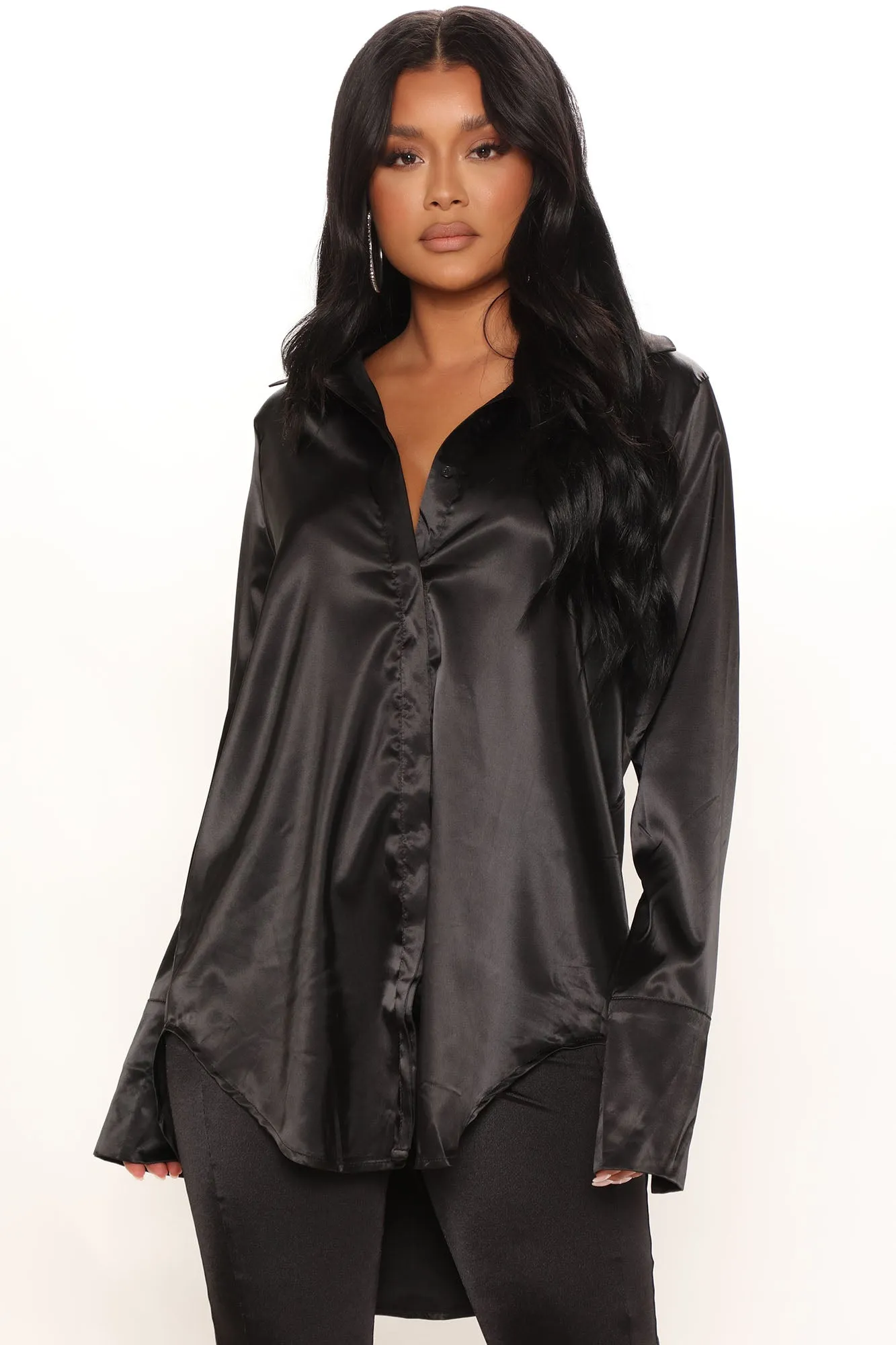 24 Seven Satin Shirt - Black