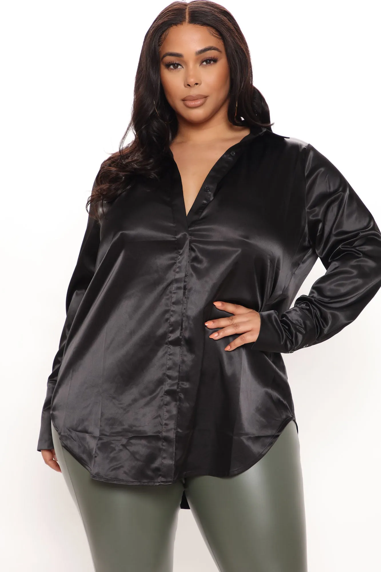 24 Seven Satin Shirt - Black
