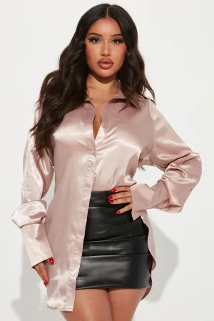 24 Seven Satin Shirt - Taupe