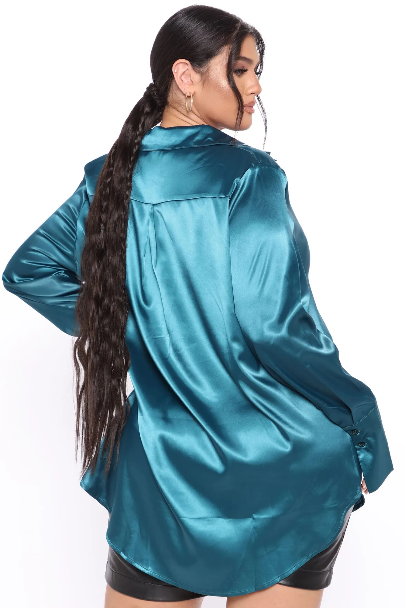 24 Seven Satin Shirt - Teal