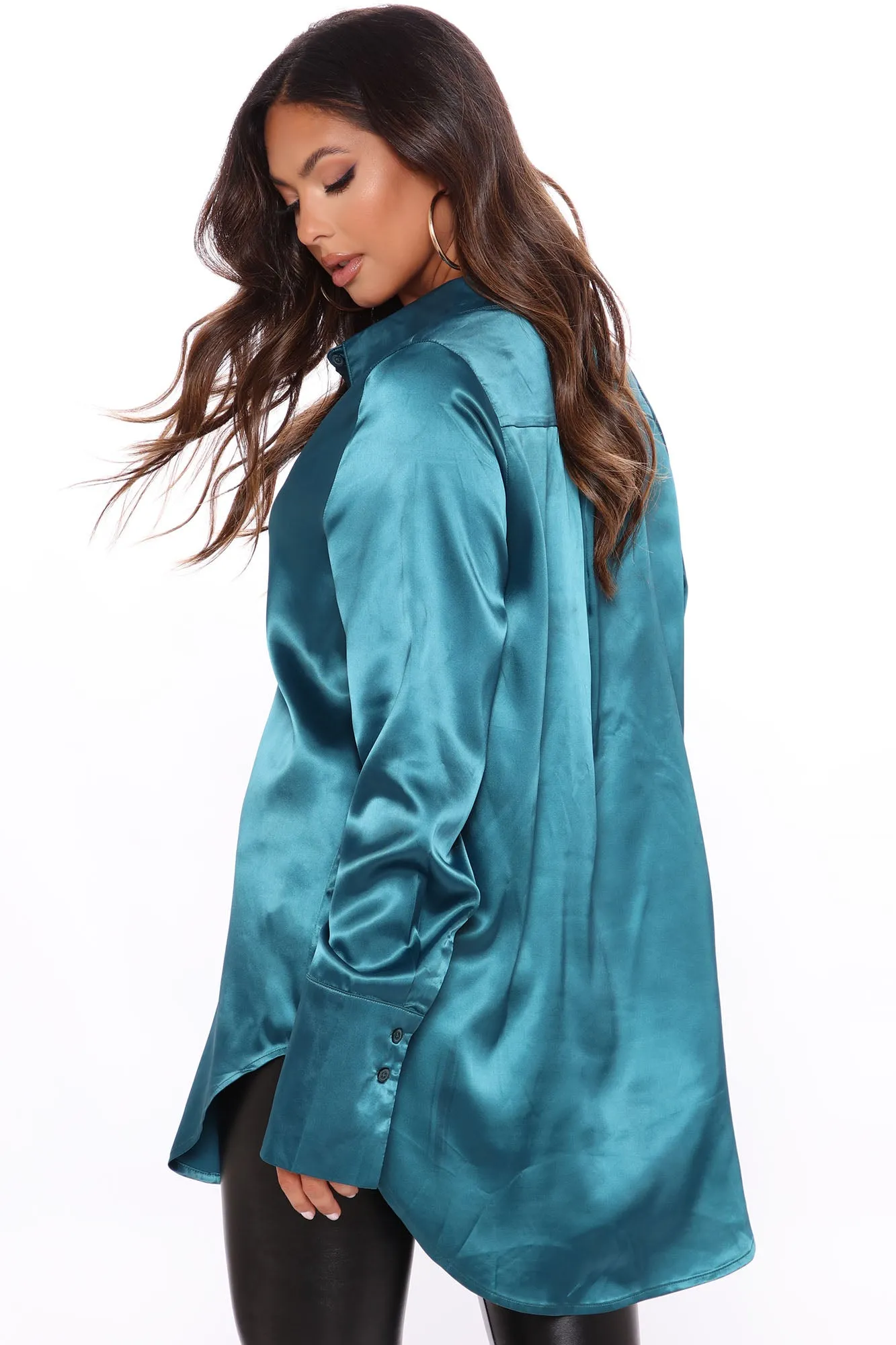24 Seven Satin Shirt - Teal