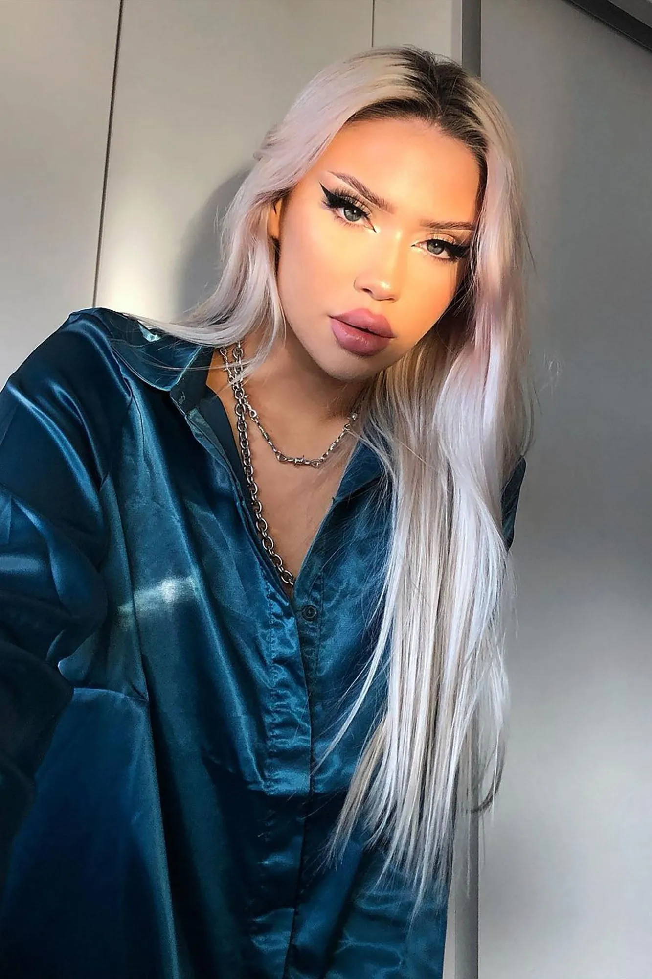 24 Seven Satin Shirt - Teal