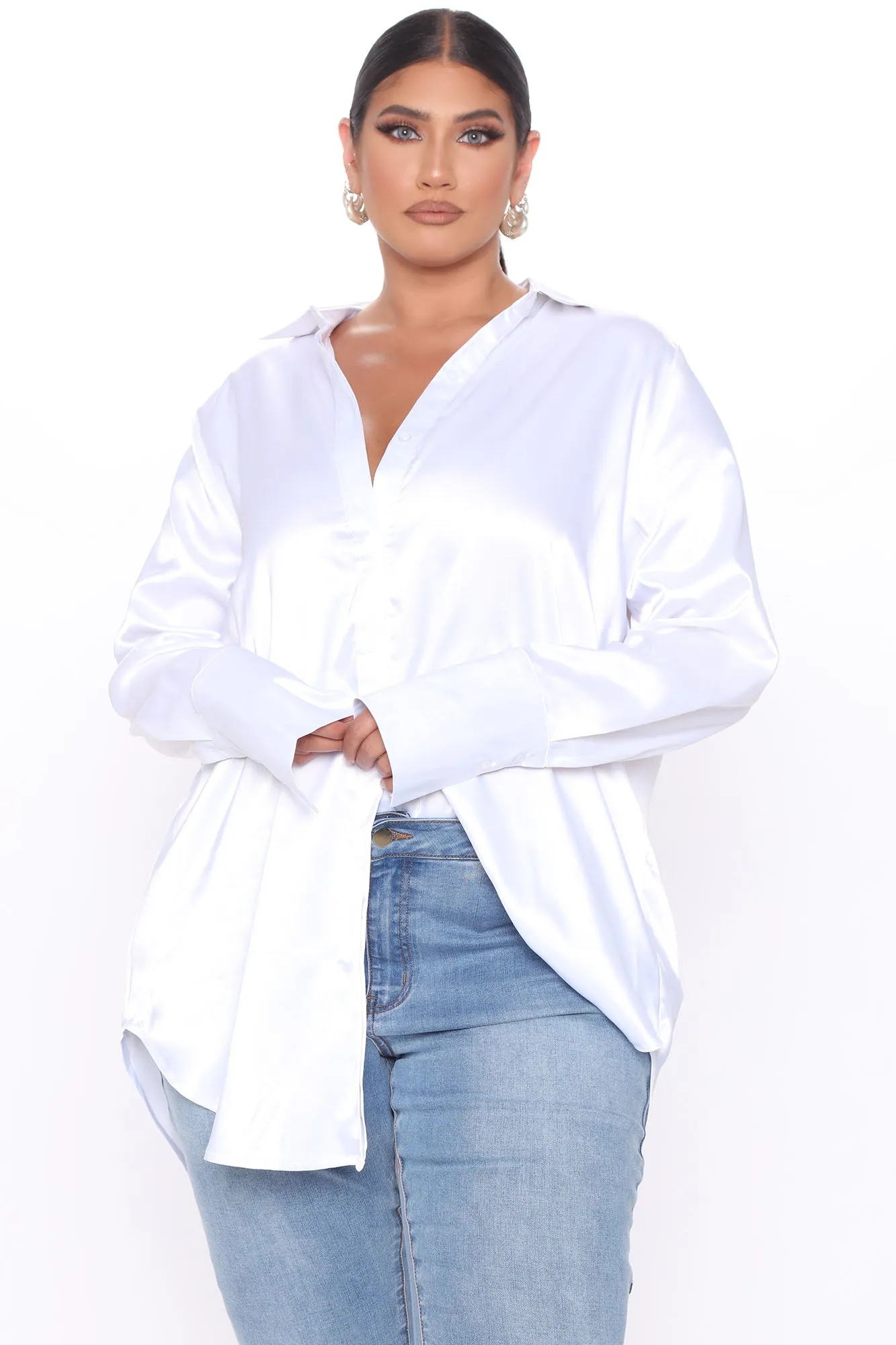 24 Seven Satin Shirt - White