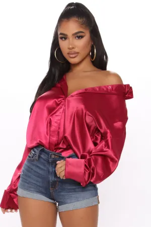 24 Seven Satin Shirt - Wine