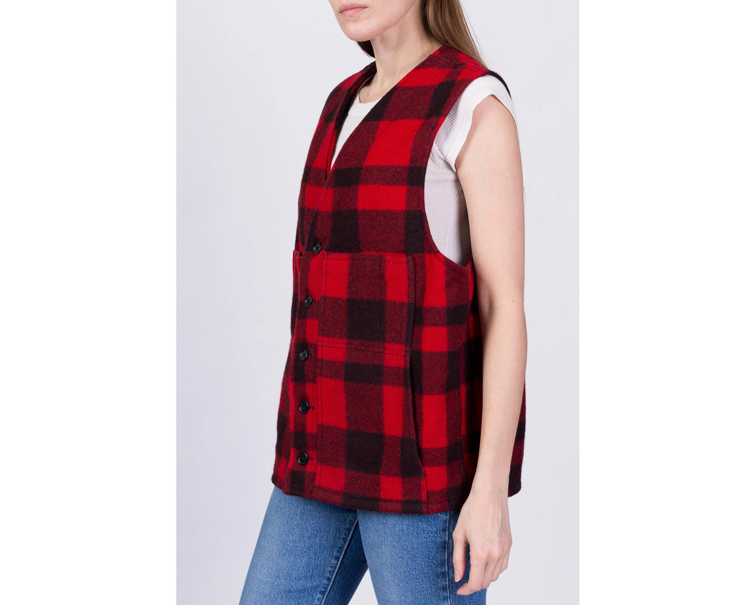 70s 80s CC Filson Plaid Wool Vest - Size 46, Men's Large
