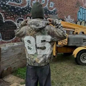 Advbridge American style trendy letter embroidery camouflage pattern oversized hoodie men's Y2K street Harajuku loose zipper sweatshirt