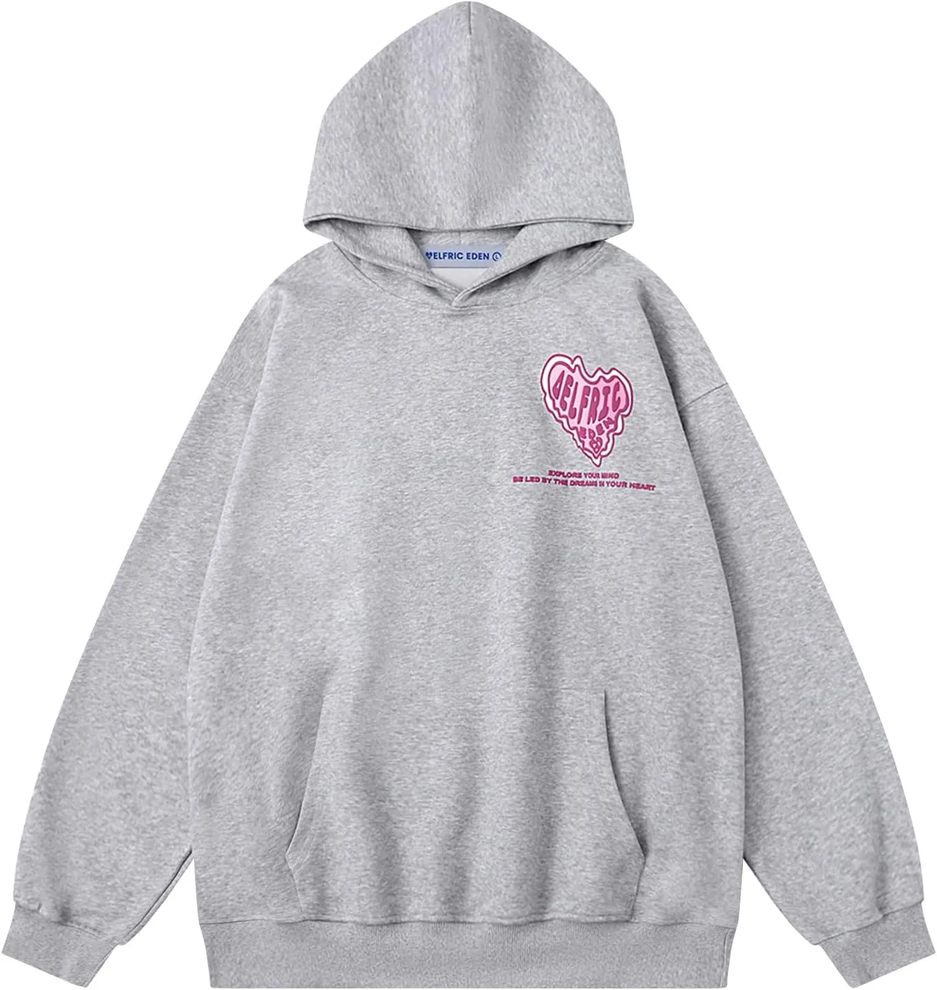 Aelfric Eden Graphic Hoodie Womens Oversized Hoodies Y2k Cute Heart Print Sweatshirt Streetwear Hooded Pullover