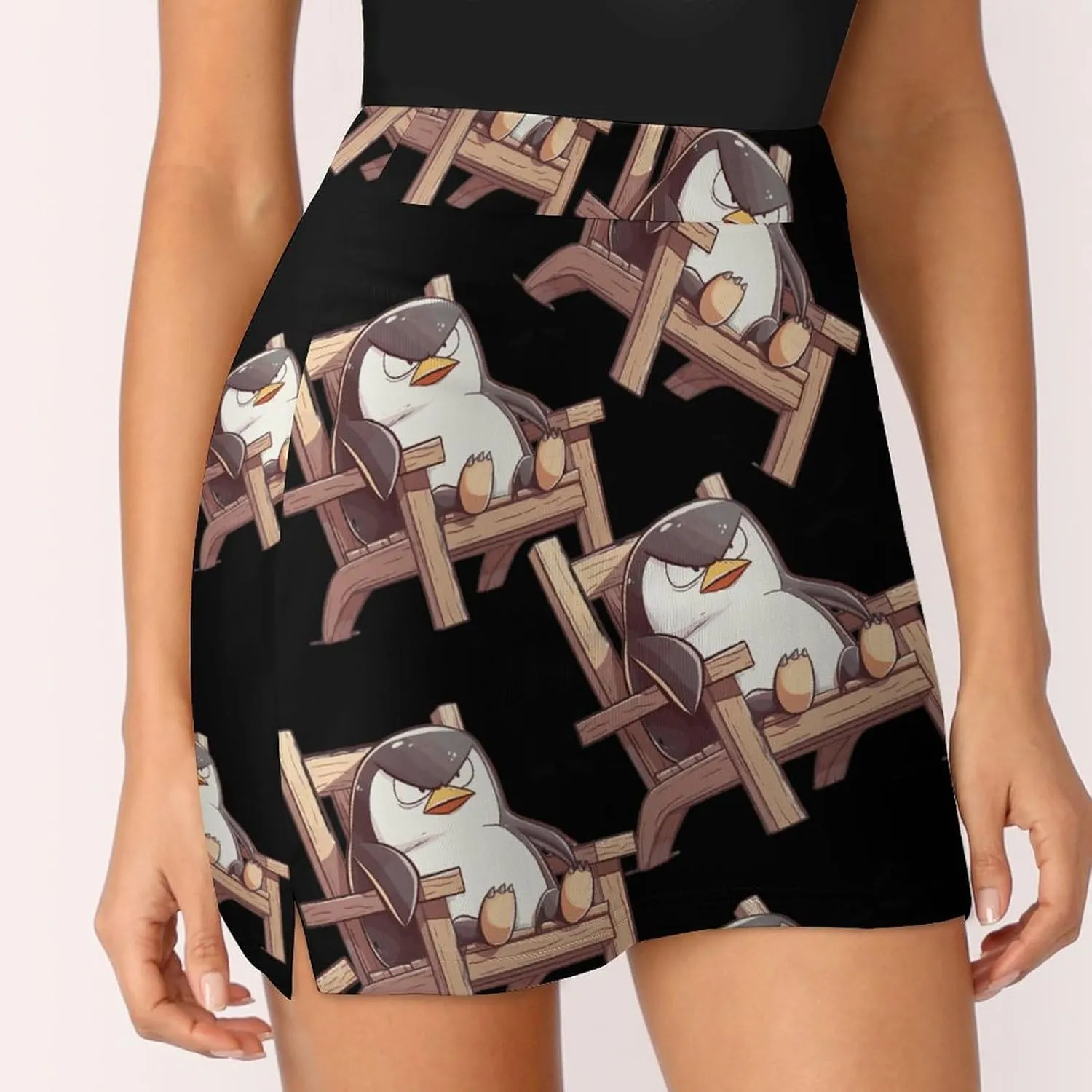 Angry Pingu Women's Skort Athletic Skirt Golf Skorts A-line Skirts with Built-in Shorts Pockets