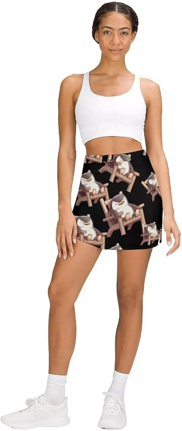Angry Pingu Women's Skort Athletic Skirt Golf Skorts A-line Skirts with Built-in Shorts Pockets