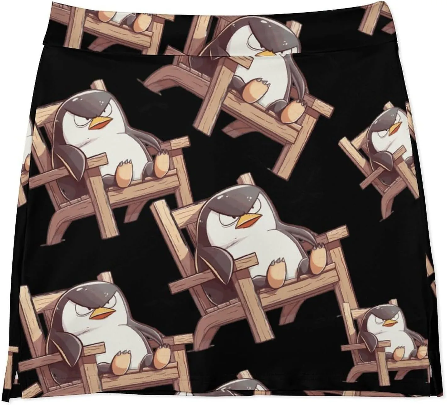Angry Pingu Women's Skort Athletic Skirt Golf Skorts A-line Skirts with Built-in Shorts Pockets