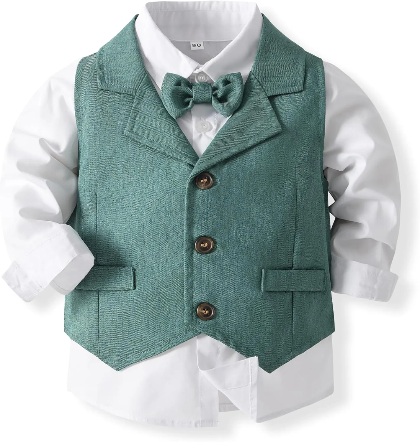 Baby Boys' 4-Piece Set with Dress Shirt, Vest, Pants, and Tie