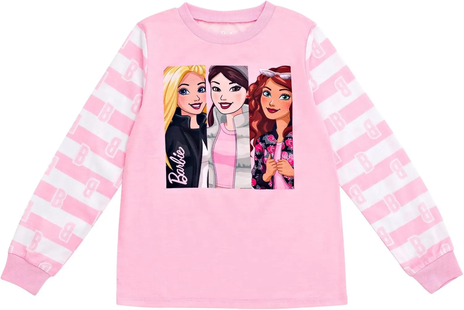 Barbie Girls Pajama Shirt Pants and Slippers 3 Piece Little Kid to Big Kid