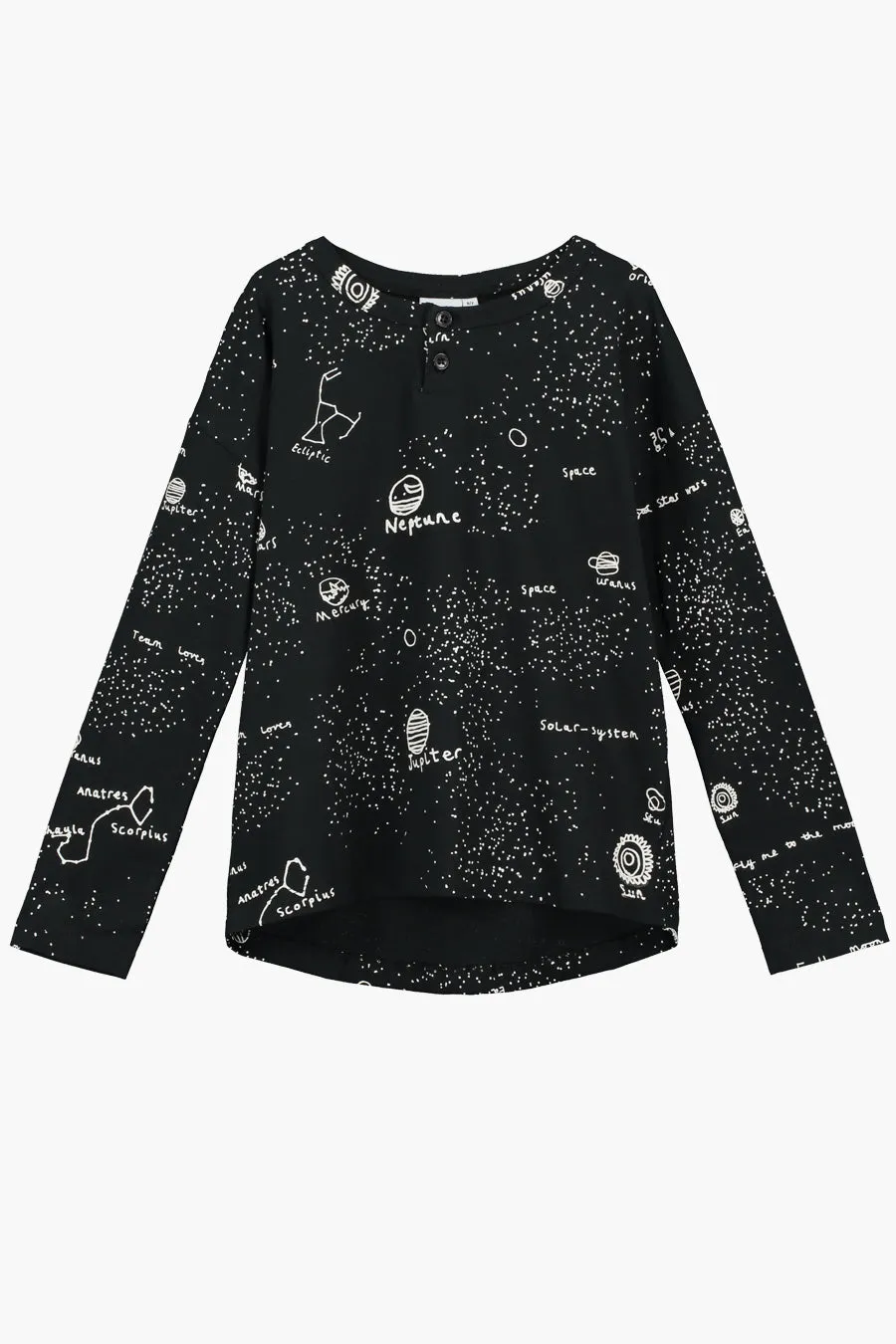 Beau Loves Black Galaxy Button Kids T-Shirt