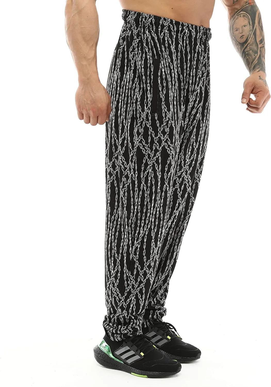 BIG SAM SPORTSWEAR COMPANY Men's Chain Pattern Baggy Workout Sweatpants