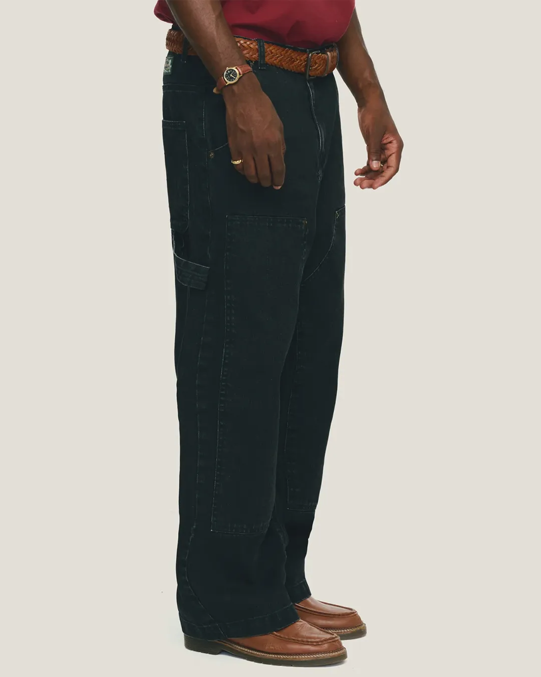 Black Double Knee Carpenter Pants