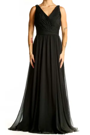 Black Elegant V-Neck Chiffon Evening Gown
