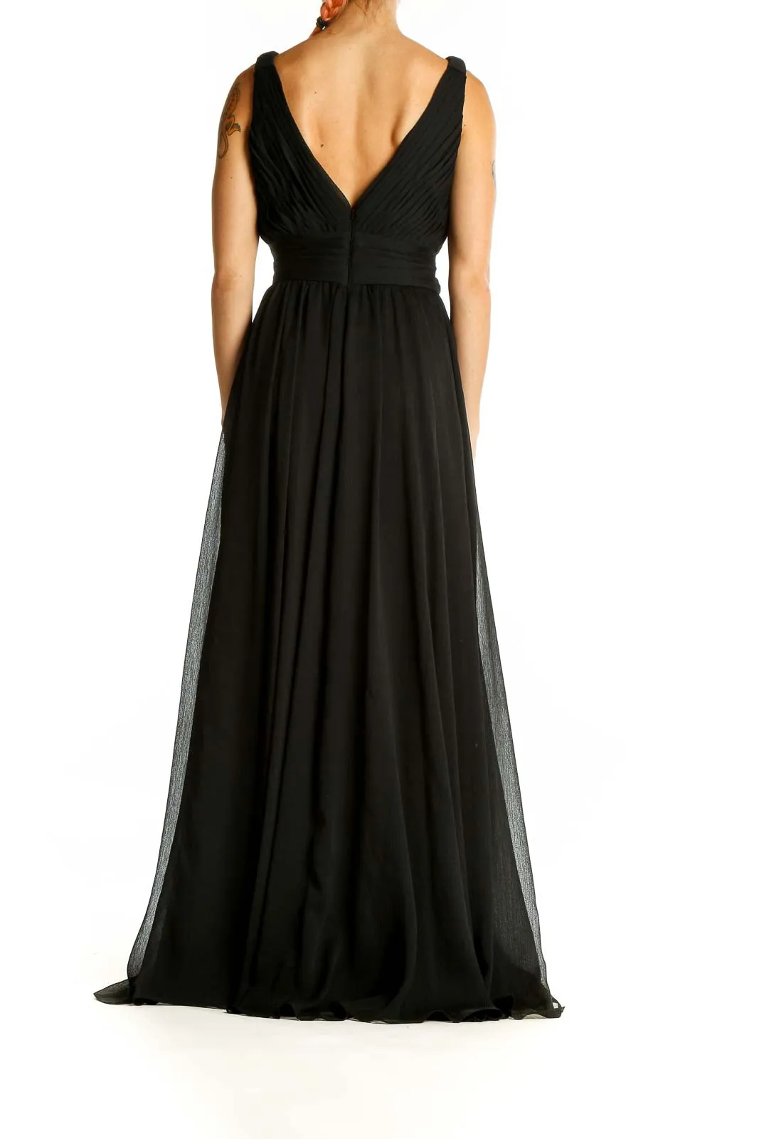 Black Elegant V-Neck Chiffon Evening Gown