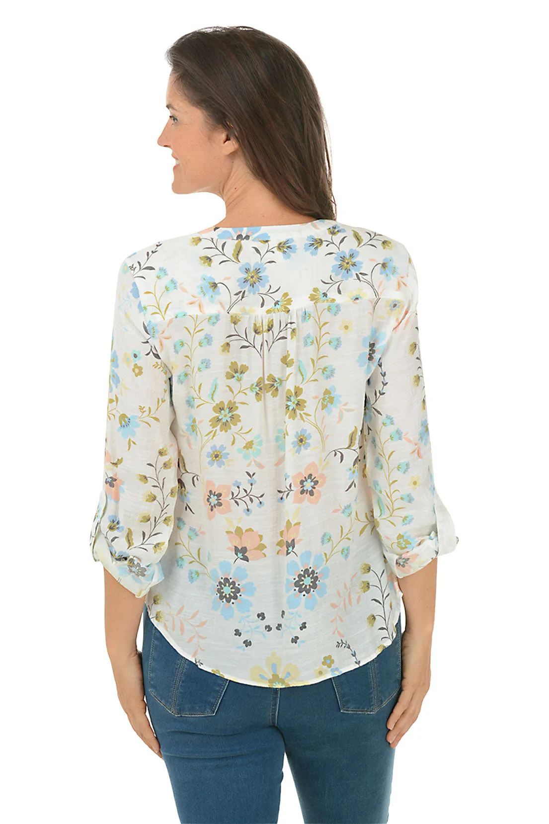 Blooming Dahila Button-Front Blouse