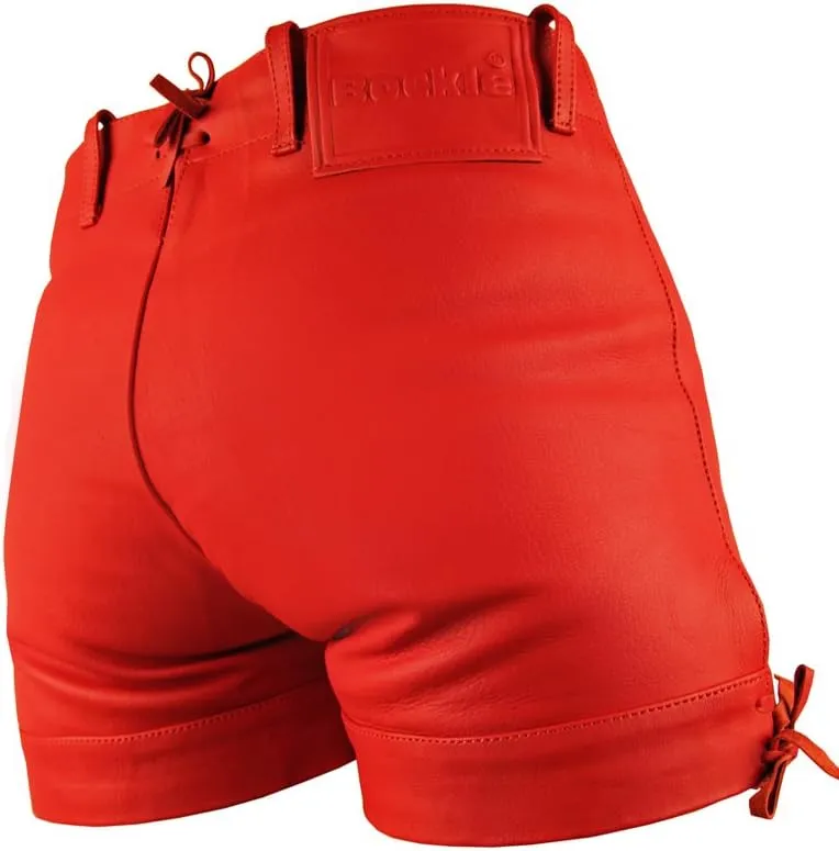 Bockle Red Bavarian Oktoberfest Lederhose Men Leather Shorts Hot Pants