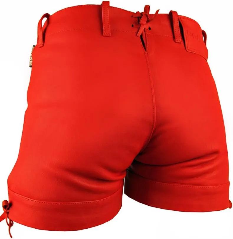 Bockle Red Bavarian Oktoberfest Lederhose Men Leather Shorts Hot Pants