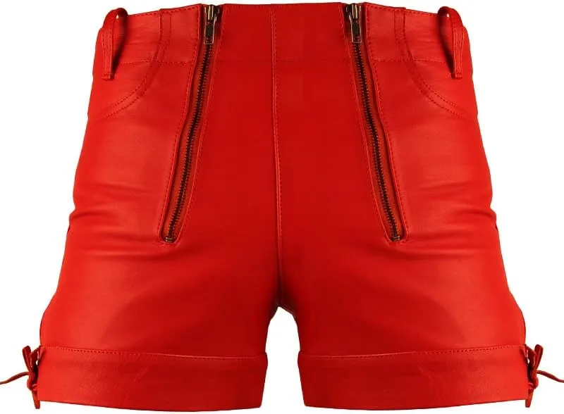 Bockle Red Bavarian Oktoberfest Lederhose Men Leather Shorts Hot Pants
