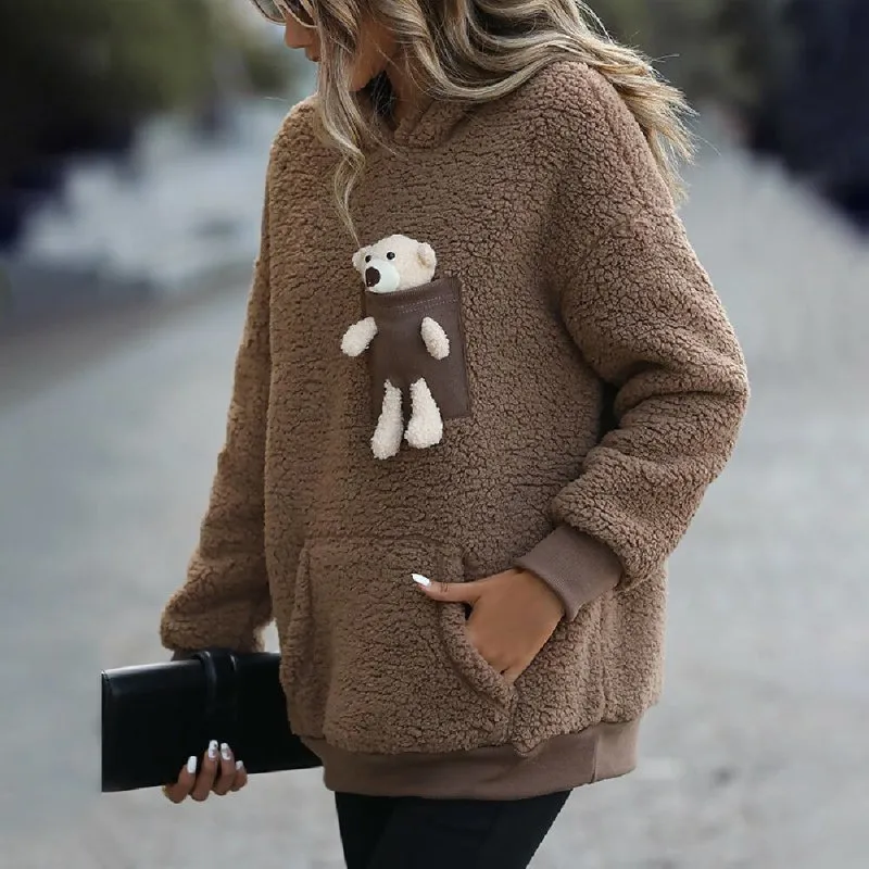 BoHocache Camel Thick Hooded Anti-Stress Reusable Sweatshirt