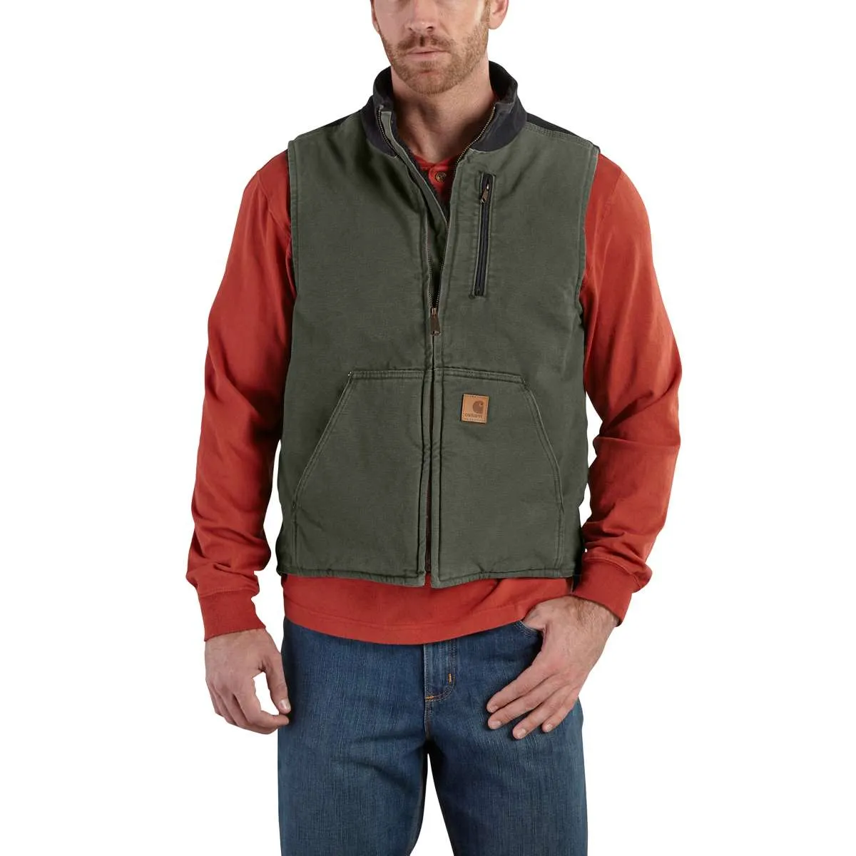Carhartt Men's Moss/Black Mock Neck Vest