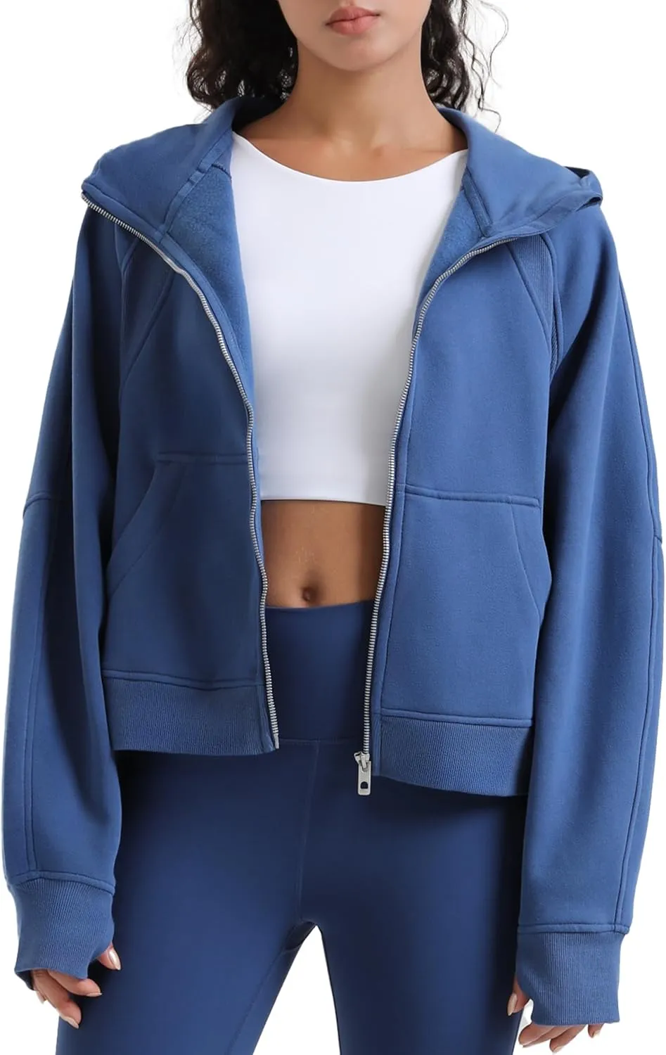 Colorfulkoala Women's Fleece Lined Oversized Hoodies Full-Zip Casual Workout Sweatshirts with Thumb Holes
