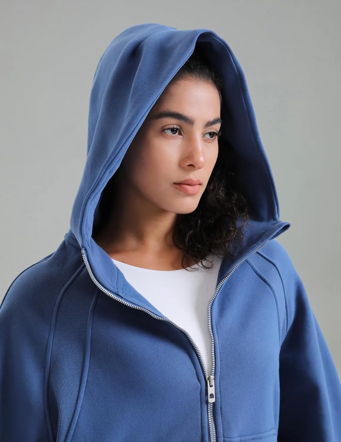 Colorfulkoala Women's Fleece Lined Oversized Hoodies Full-Zip Casual Workout Sweatshirts with Thumb Holes