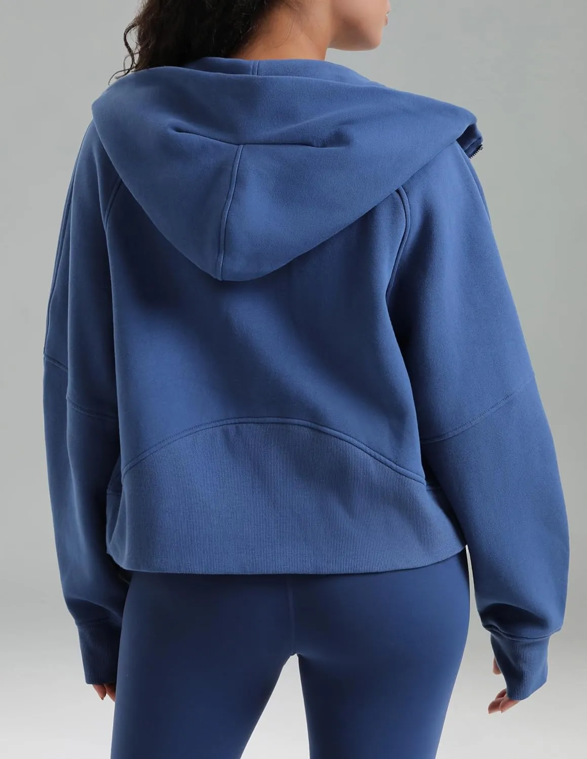 Colorfulkoala Women's Fleece Lined Oversized Hoodies Full-Zip Casual Workout Sweatshirts with Thumb Holes