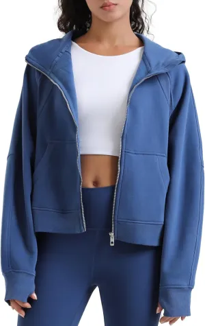 Colorfulkoala Women's Fleece Lined Oversized Hoodies Full-Zip Casual Workout Sweatshirts with Thumb Holes