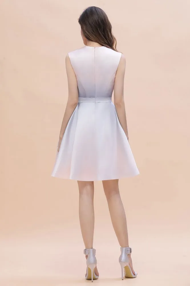 Crew Neck Sleeveless Gradient Aline Short Party Dress Daily Casual Dress