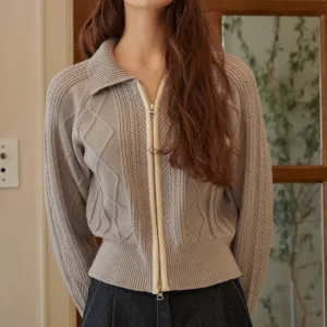 Custom Cashmere Zipper Sweater for Women - OEM/ODM Knitted Cardigan Manufacturer