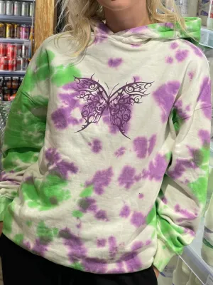 Daisy Street Printed Tie Dye Hoodie