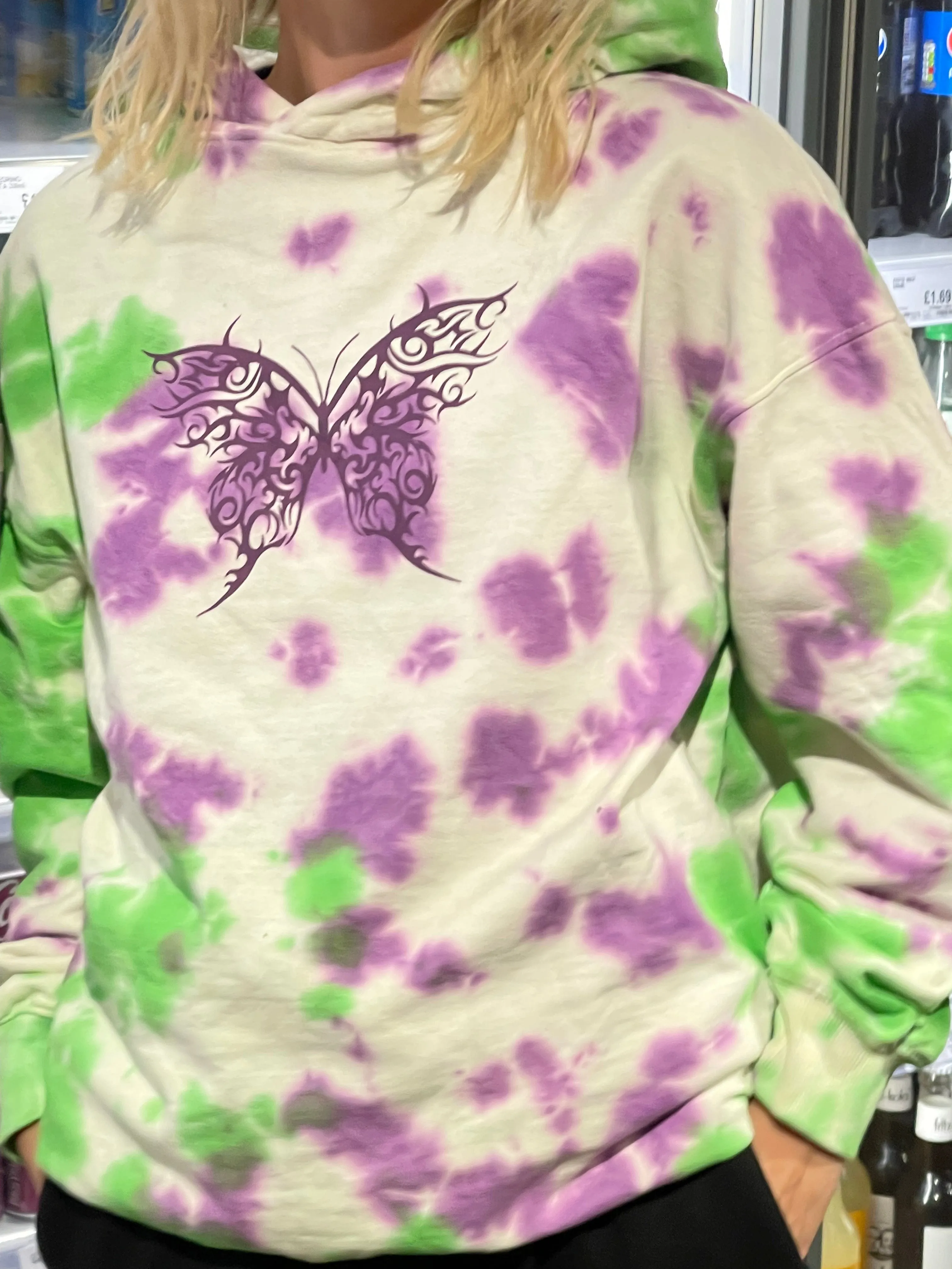 Daisy Street Printed Tie Dye Hoodie