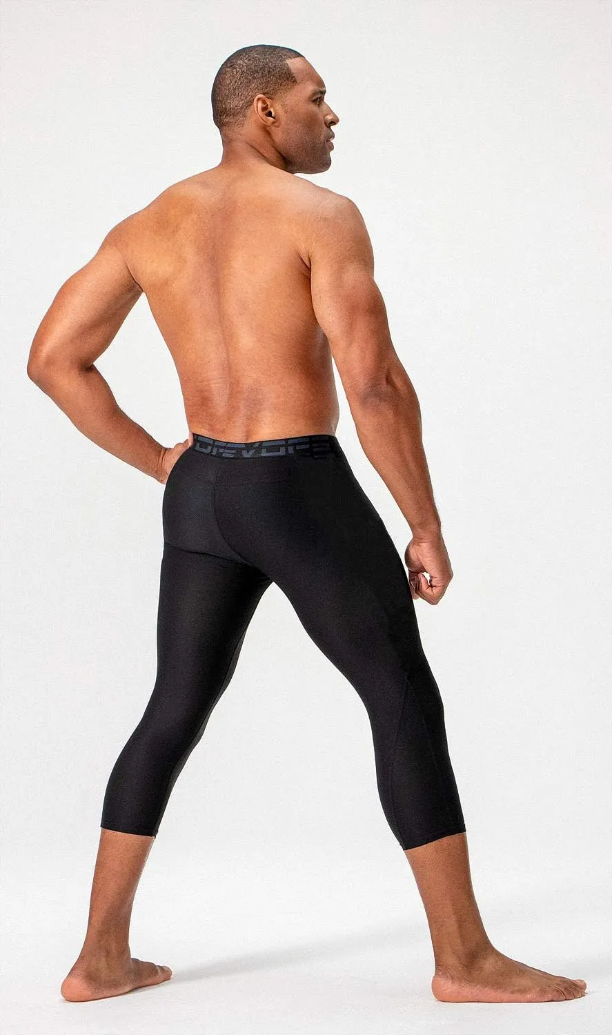 DEVOPS 2 Pack Men's 3/4 Compression Pants Athletic Leggings with Pocket