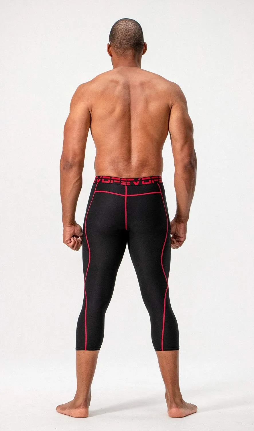DEVOPS 2 Pack Men's 3/4 Compression Pants Athletic Leggings with Pocket