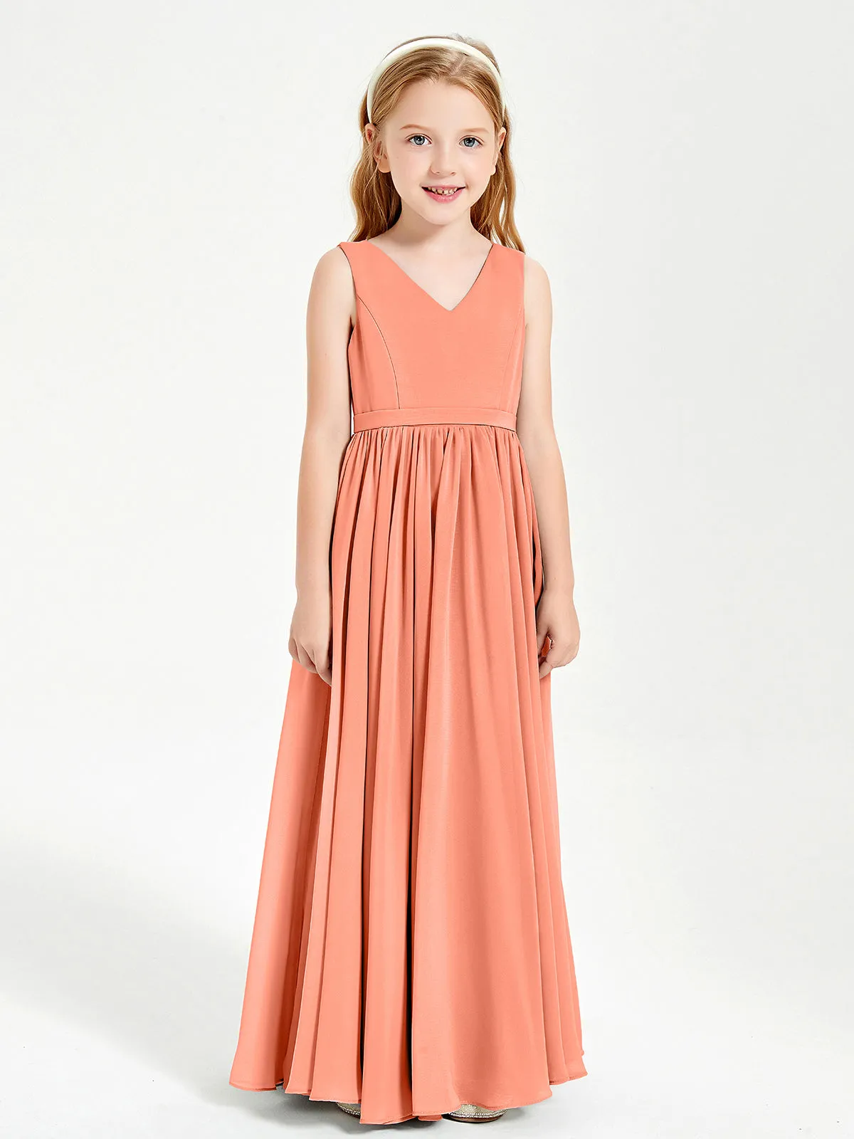 Elegant Sleeveless Junior Bridesmaid Dresses Sunset