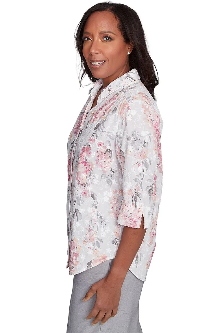 Estate Of Mind Hydrangea Jacquard Blouse