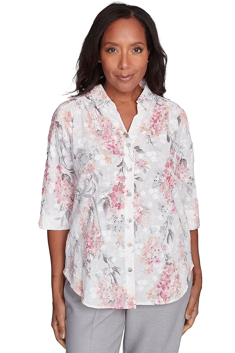 Estate Of Mind Hydrangea Jacquard Blouse