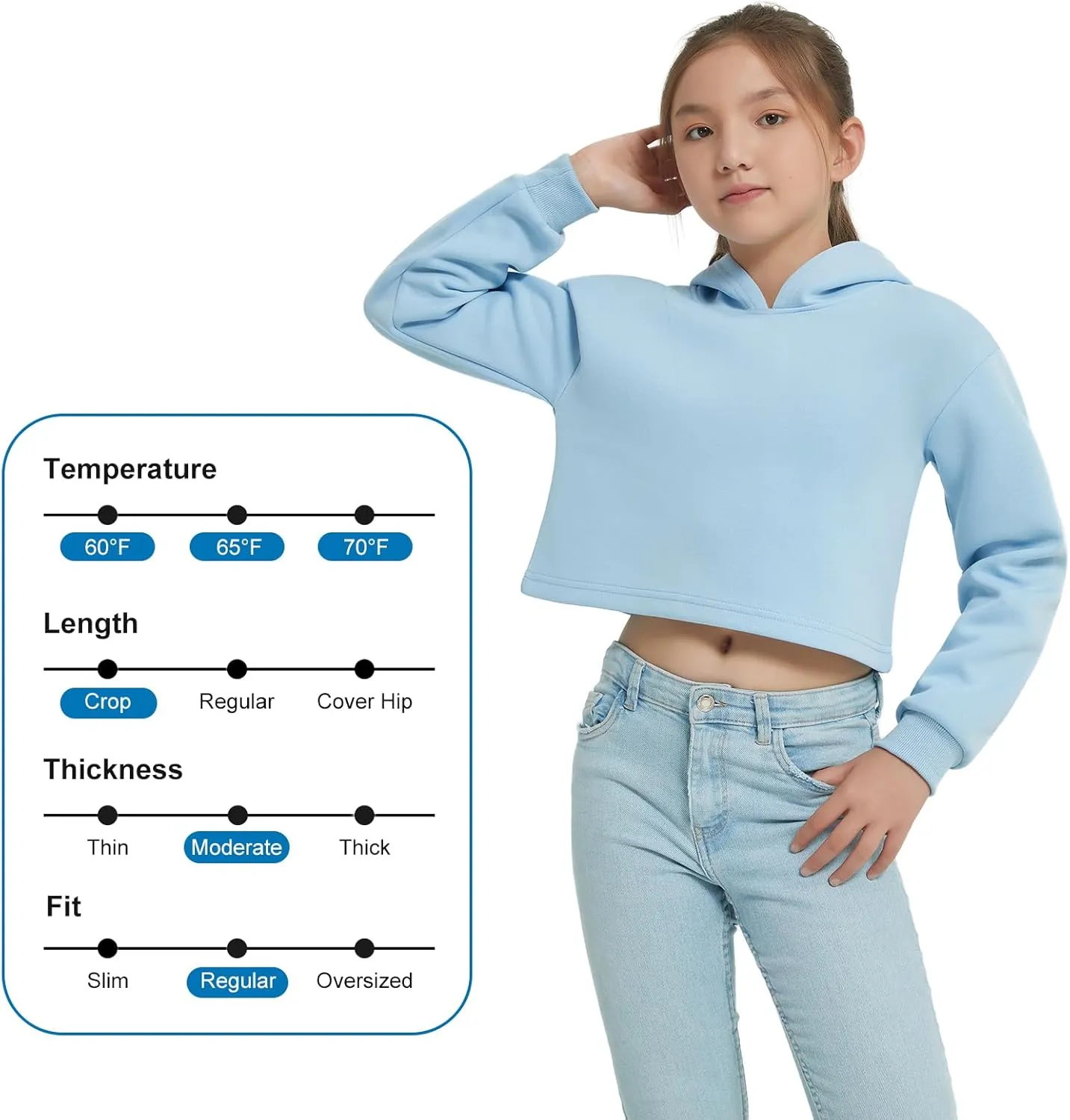 EXARUS Girls Sweatshirts Oversized/Crop Graphic Hoodie Letter Print Crew Neck Pullover Long Sleeve Casual School Kids