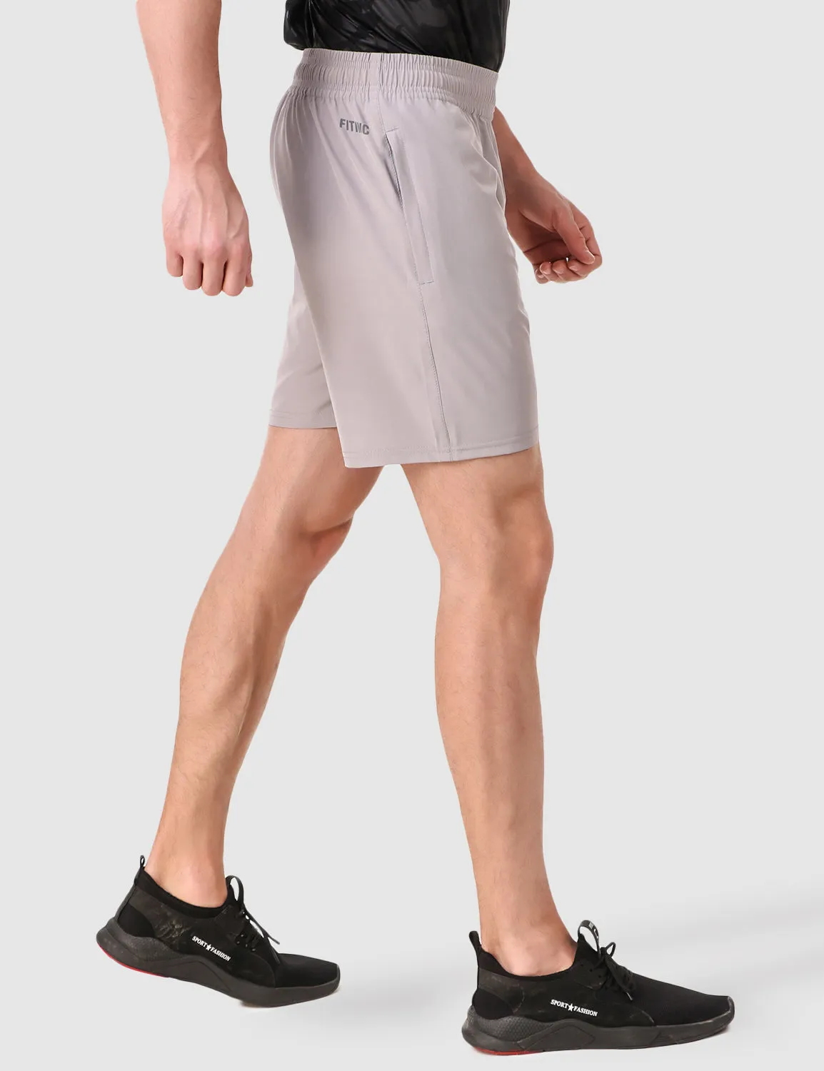 Fitinc Light Grey Shorts for Men with Zipper Pockets