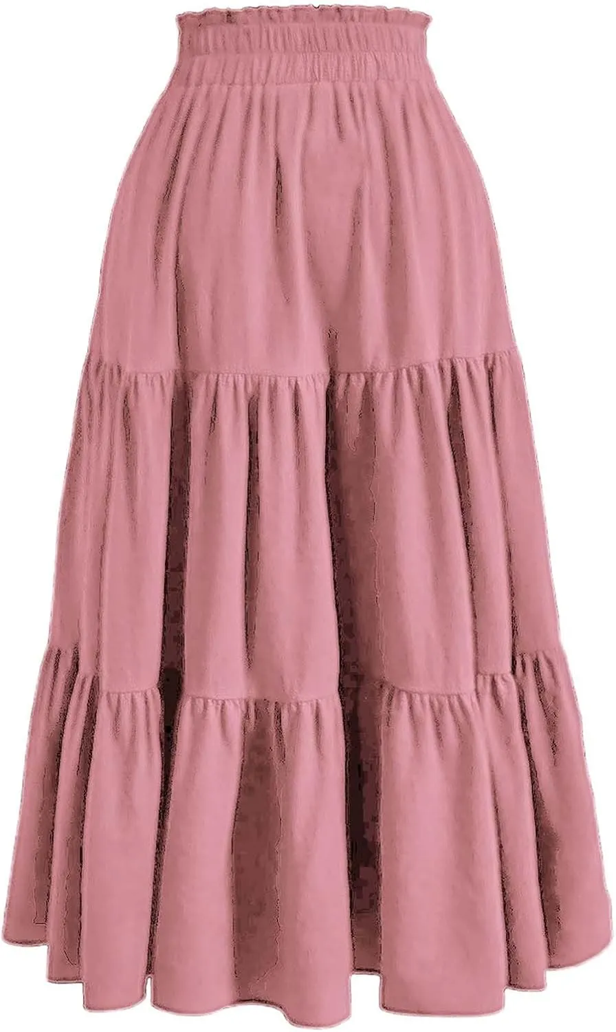 Floral Maxi Skirt for Women Tiered Boho High Waisted Pleated Midi Skirt Flowy A-Line Cute Spring Summer Long Skirts