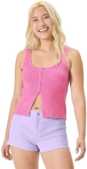 Florence By Mills Women's Bright Side Peek-a-Boo Button Up Tank