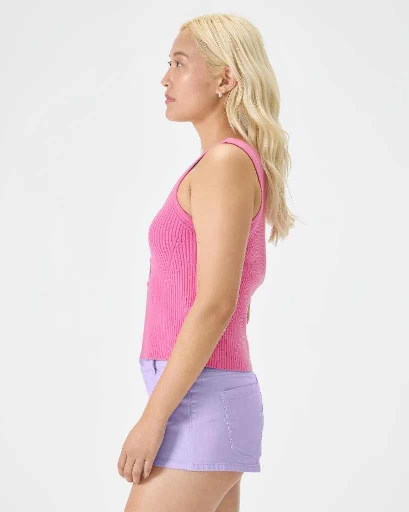 Florence By Mills Women's Bright Side Peek-a-Boo Button Up Tank