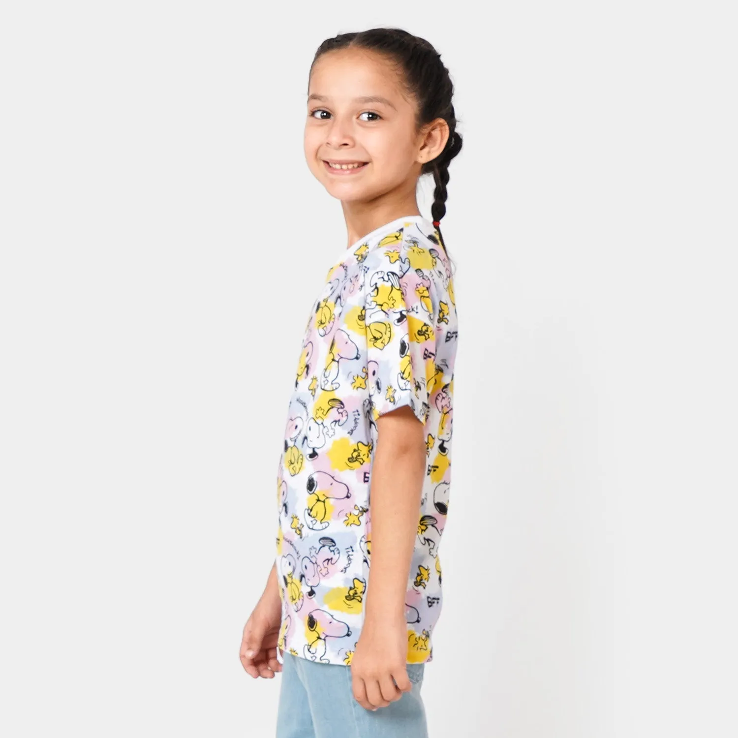 Girls T-Shirt Printed All Over - White