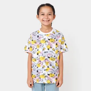 Girls T-Shirt Printed All Over - White