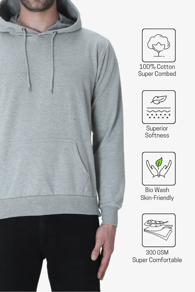 Grey Melange Hoodie for men