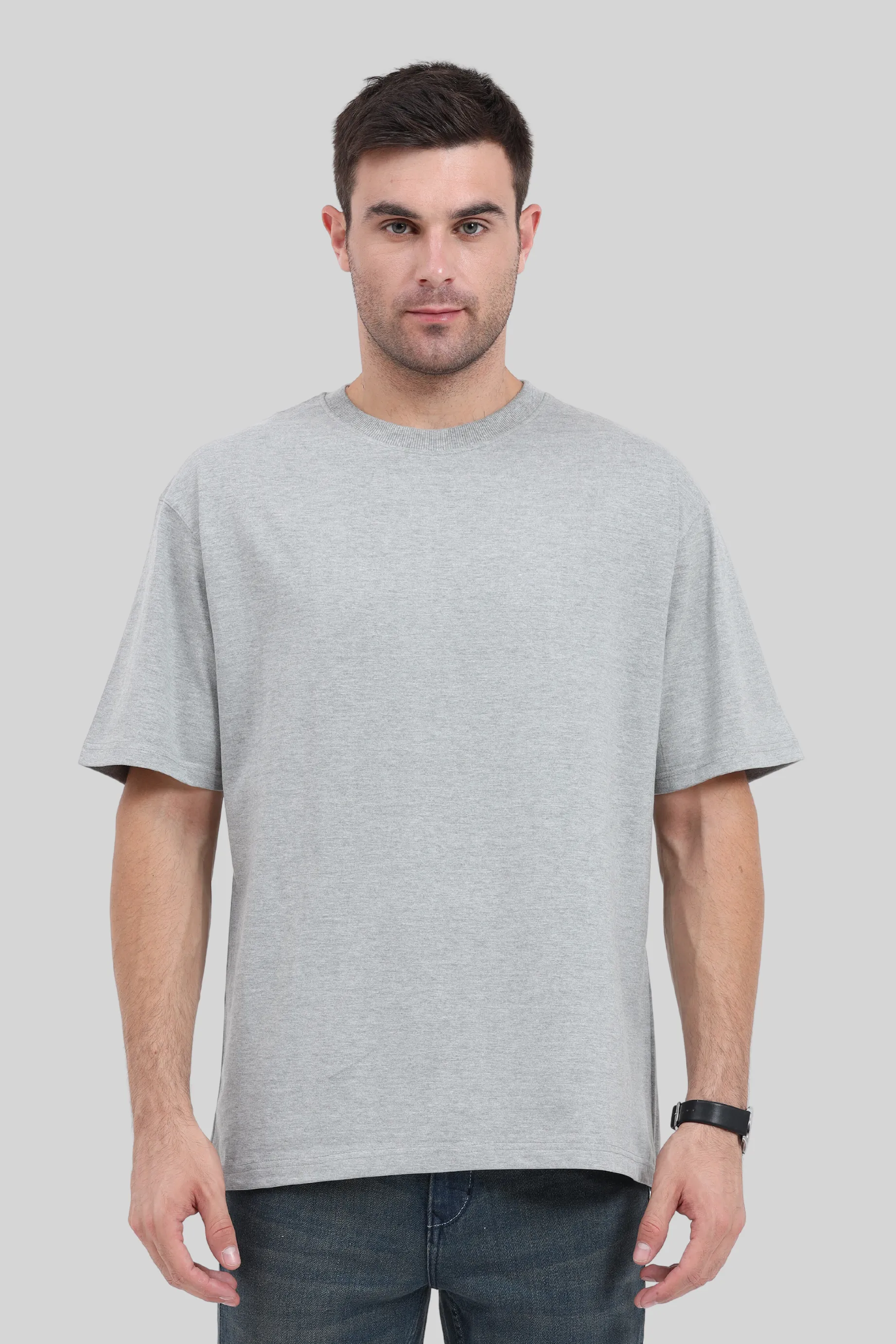 Grey Melange Oversized T-shirt for men